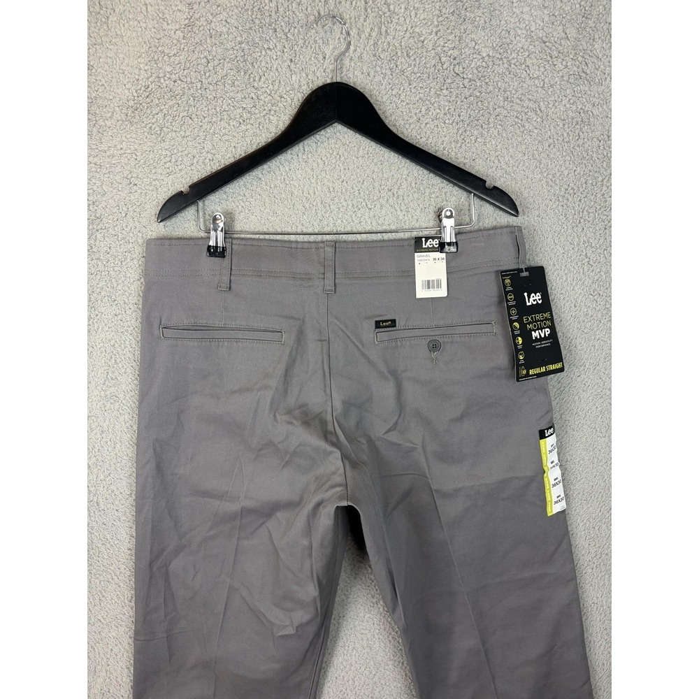 Lee Extreme Motion MVP Pants Mens 36x30 Gray Stretch Chino Workwear 104272415